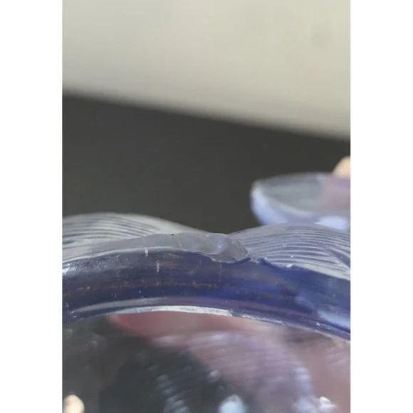 L E Smith Glass Bunny Candy Dish Blue Easter Rabbit On Nest Basket Trinket Dish - Picture 8 of 13